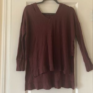 Maroon Knit Lounge Top w/ Hood